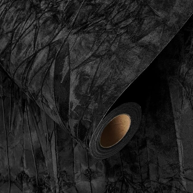 YENHOME 30"X118" Vintage Black Peel and Stick Wallpaper Textured Wallpaper - Image 7
