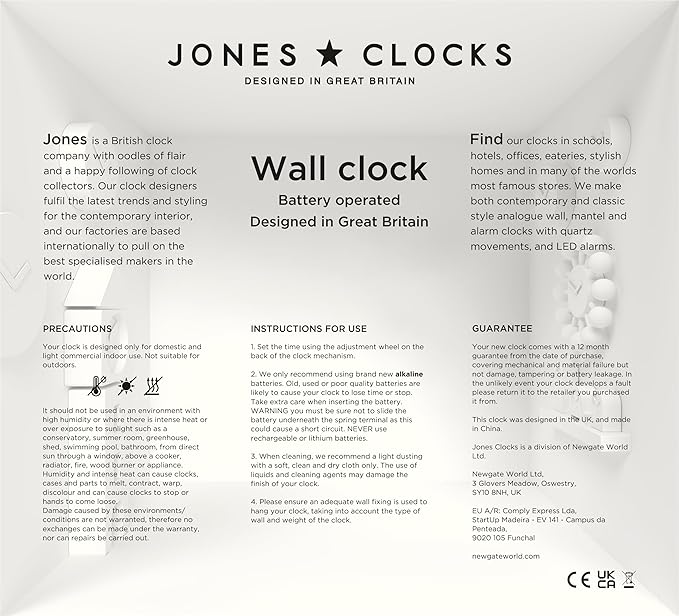 JONES CLOCKS® Movie wall Clock | Retro Rectangular Clock | 10 inch | Pale Blue - Image 8
