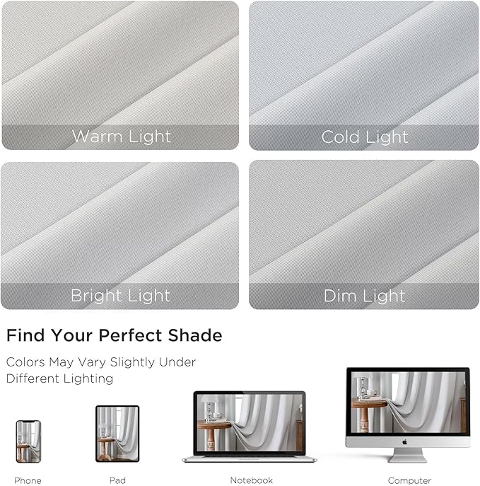 CUCRAF Grayish White Blackout Curtains 63 inch Length 2 Panels Set, Rod Pocket - Image 4