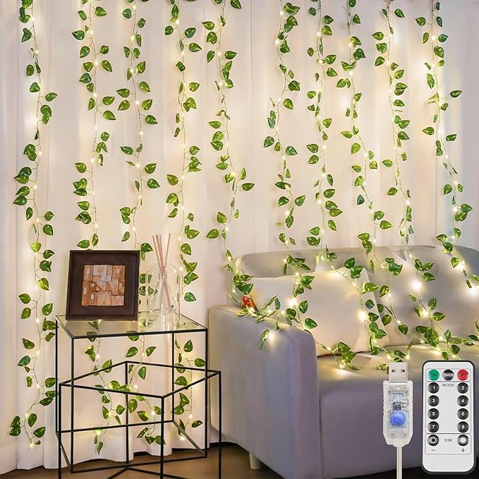 suddus Vines with Lights for Bedroom, 150 LED Fairy Lights with Vines, Pothos by SUDDUS