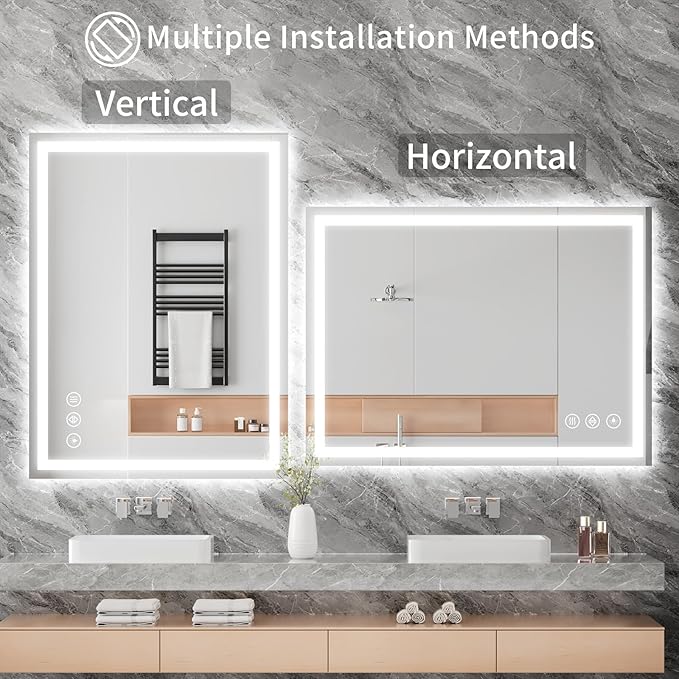 Koonmi 36"x24" LED Mirror for Bathroom, 90CRI Anti-Fog Vanity Mirror - Image 7