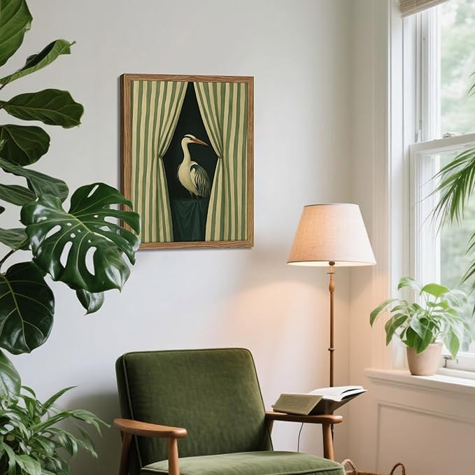 Framed Curtain Crane Canvas Wall ArtFramed Bird Wall Art, Elegant Heron Canvas - Image 8