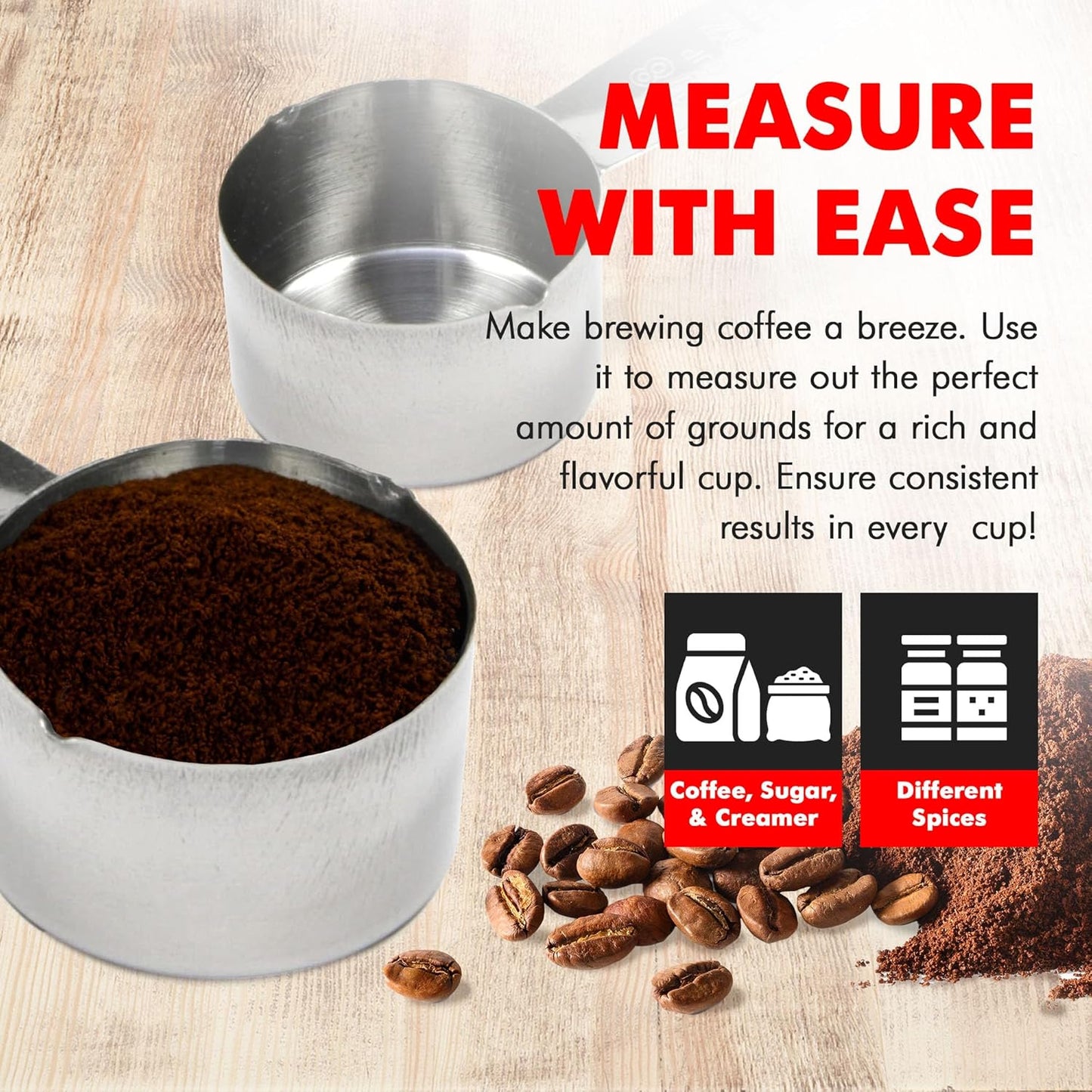 Chef Craft Select Coffee Measurer, 4 inch 2 tbsp, Stainless Steel (Pack of 2)