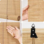 Bamboo Blinds - Bamboo Roman Shades 60Wx72L Outdoor Roller Blinds Retro Roller - Image 3