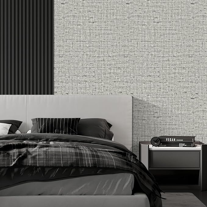 15.75"x590.6" Gray Grasscloth Wallpaper Peel and Stick Removable Textured Wall - Image 8
