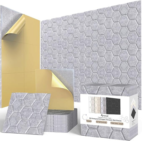 12Pack Acoustic Wall Panels, Honeycomb Self-Adhesive Sound Proof Foam Panels by ArtVivid