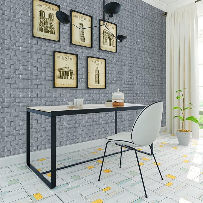 3D Wall Panels Peel and Stick 11PCS Gray Foam Brick Wallpaper - Image 4