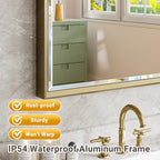 Gold Bathroom Mirror, 24x32 Brushed Gold Bathroom Mirror Beveled Edge, - Image 4
