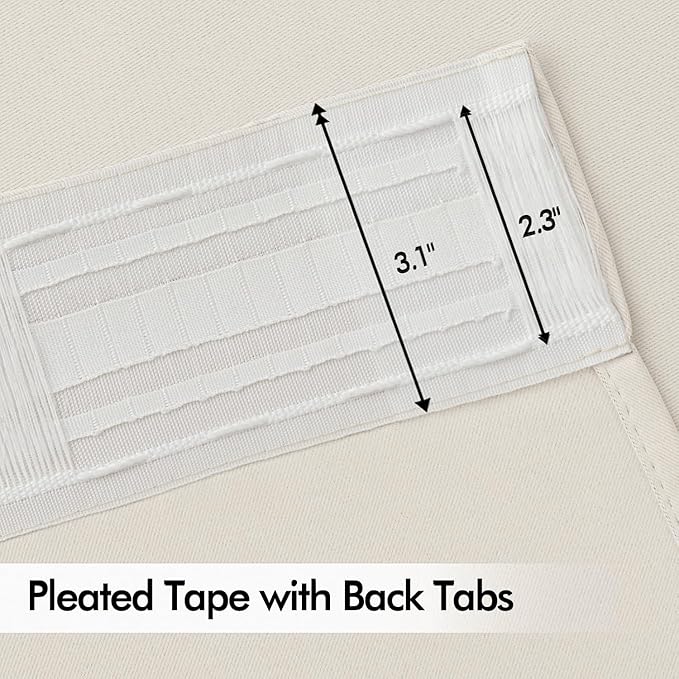MIULEE Ivory Back Tab Blackout Curtains 63 Inch Length 2 Panels Set - Image 4