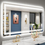 60x28 LED Bathroom Mirror with Lights, Backlit and Front Lit Anti-Fog Lighted by Awandee