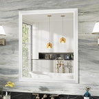 36x30 Inch White Bathroom Mirror by Briivuemodernmirrors