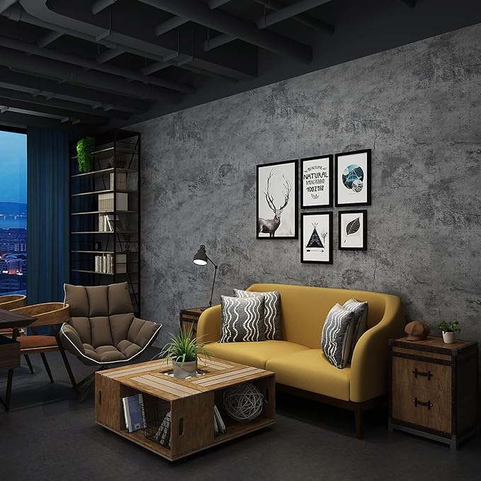 3yecao 31"×354" Extra Wide Thick Blue Grey Black Concrete Wallpaper Peel and - Image 5