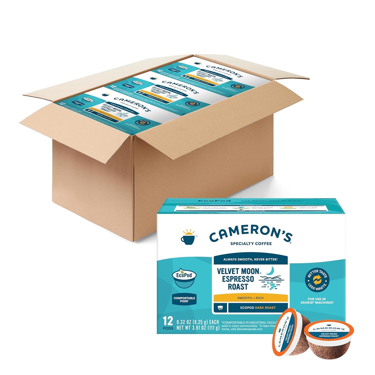 Cameron's Coffee Single Serve Pods, Velvet Moon, 12 Count (Pack of 6)