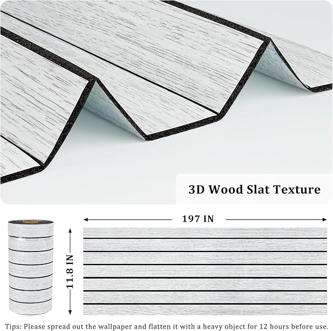 White Grey Wood Panels for Wall Slat Panel Self Adhesive Wood Slat 3D Wall - Image 5