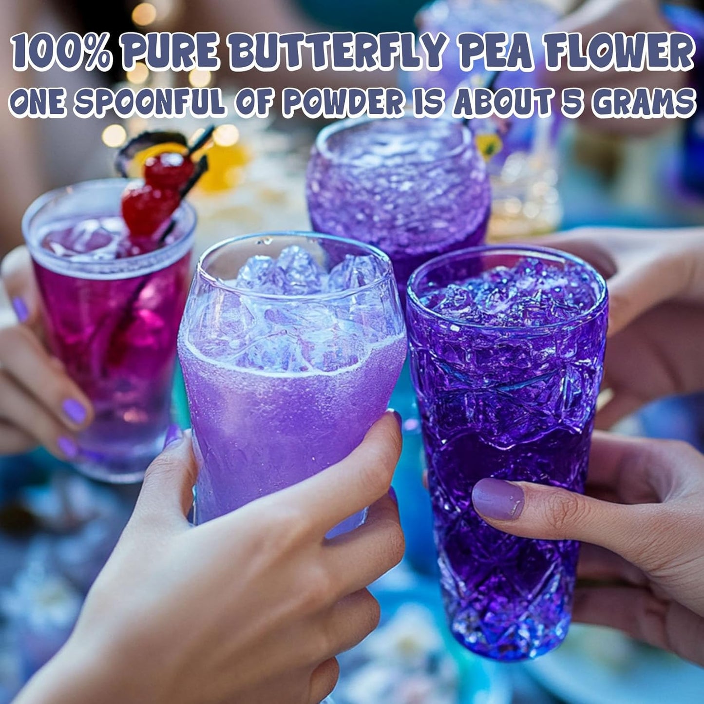 Butterfly Pea Flower Powder - 3 oz All Natural Butterfly Pea Flower Tea, Bright Blue and Purple Food Coloring Butterfly Pea Powder for Ice Cream, Popsicle, Cocktail, Smoothies, Coffee, Milk, Bakery - 85g