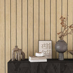 VEELIKE Light Oak Wood Wall Panels Peel and Stick Foam Slat Wallpaper - Image 7