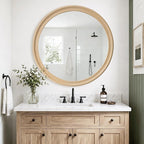 CULER Round Wall Mirrors 30 Inch, Natural Rustic Decorative Transitional Mirror - Image 2