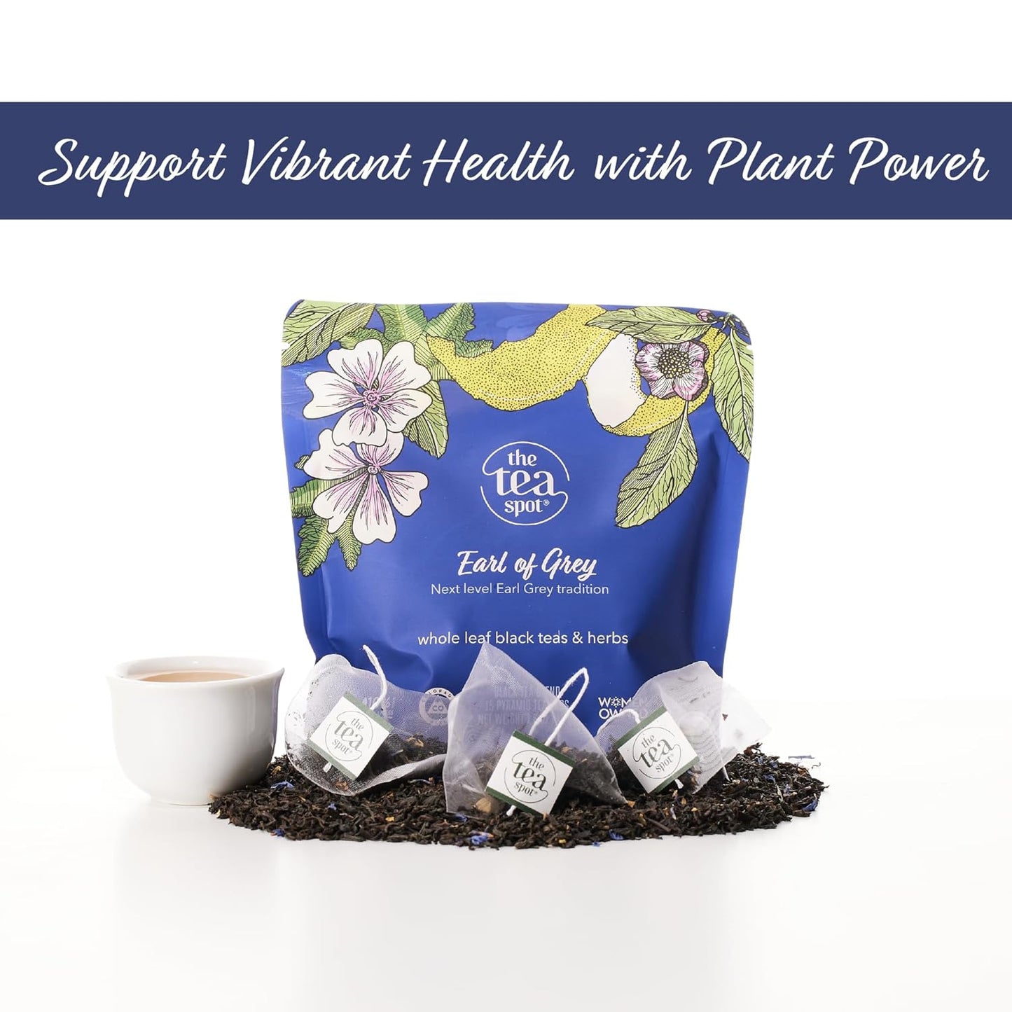The Tea Spot Earl of Grey Black Tea with Citrus for Energy | Blend of Black Tea, Citrus Root, Mallow Flowers, Bergamot, Citrus and Vanilla Flavoring | 15 Tea Bags