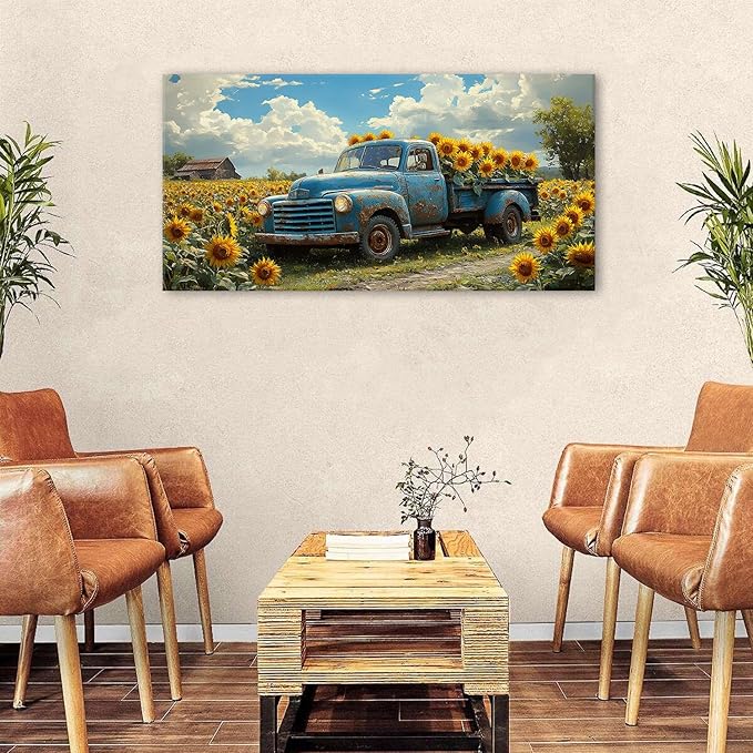 AIYISU Sunflower Wall Art Farmhouse Pictures Wall Decor Vintage Floral Prints - Image 3