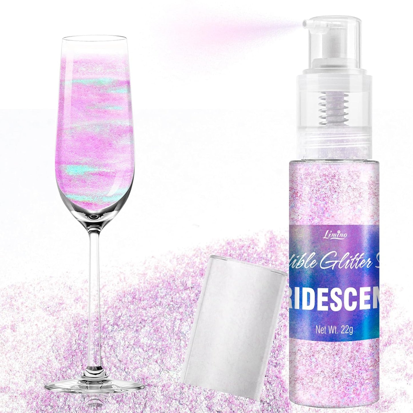 Iridescent Edible Glitter Spray - 22g Edible Luster Dust Metallic Food Grade Glitter for Drinks, Cake Decorating, Baking - Food Coloring Powder Shimmer for Cocktail, Icing, Candy
