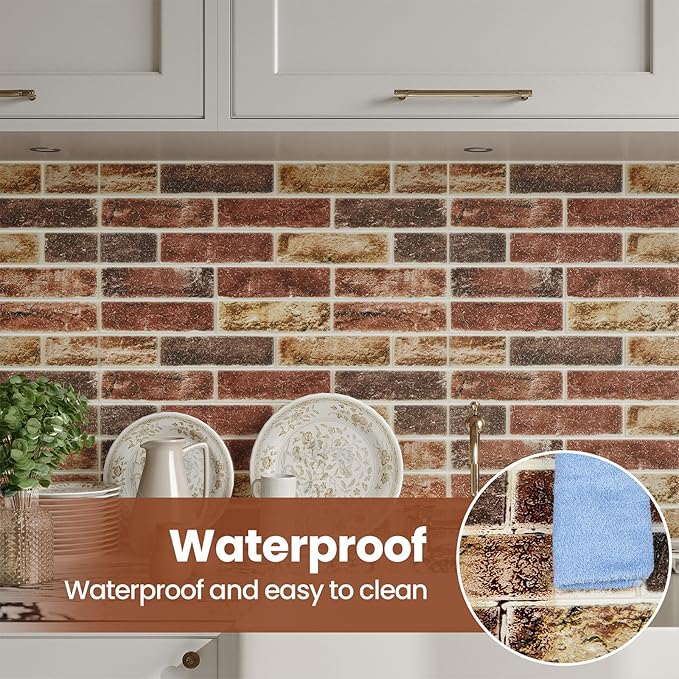 3D Wall Panels Brick Peel and Stick 26.7"x13.4"-10 PCS - Image 2