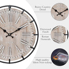 EMAX HOME 12 Inch Farmhouse Wall Clock Rustic Antique Wood - Image 7