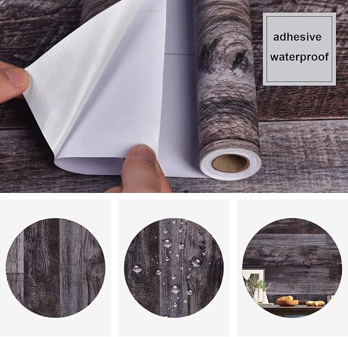WENMER Grey Wood Peel and Stick Shiplap Self Adhesive Wallpaper - Image 6