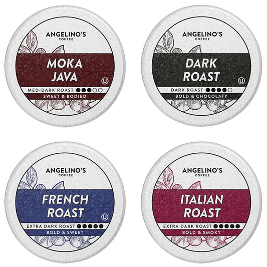 Angelino's Coffee, 96 Count, Compatible with Keurig 2.0 K-Cup Brewers (Dark Roast Variety, 96 Count)