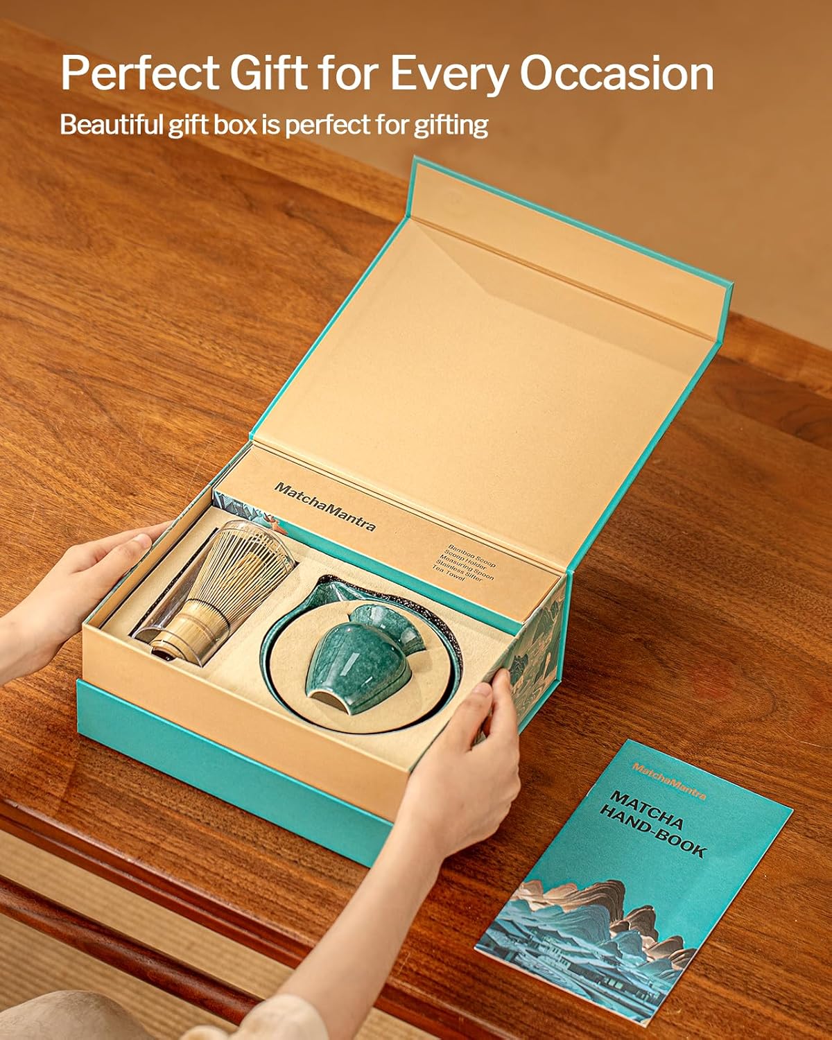 Artisan Matcha Whisk Set - 8 Pcs Premium Matcha Set with Bowl (Chawan), Bamboo Whisk & Tools | Matcha Kit for Making Breakfast/Latte | Gift for Matcha Lovers (Parrot Green)