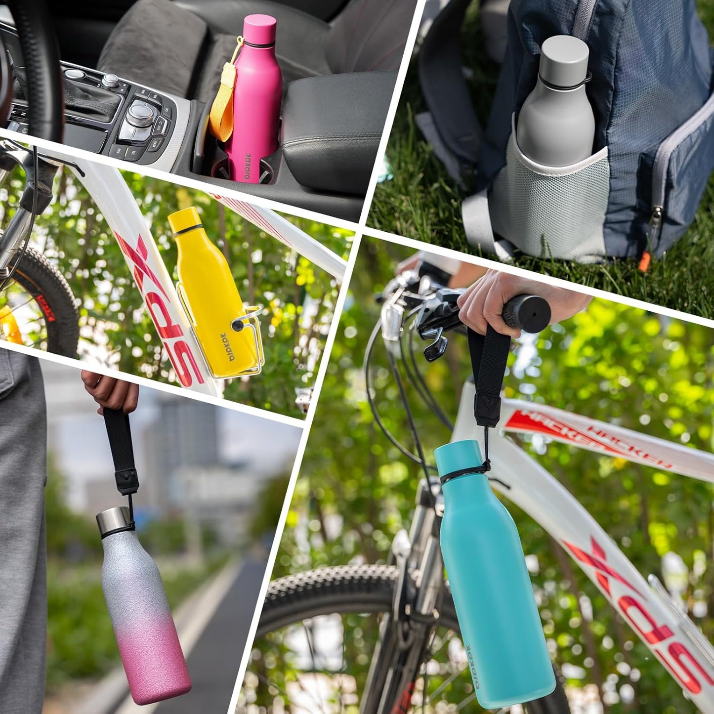 BJPKPK Insulated Water Bottles, 12oz Stainless Steel Metal Water Bottle with Strap, BPA Free Leak Proof Thermos, Mugs, Flasks, Reusable Water Bottle for Sports & Travel, Light Pink