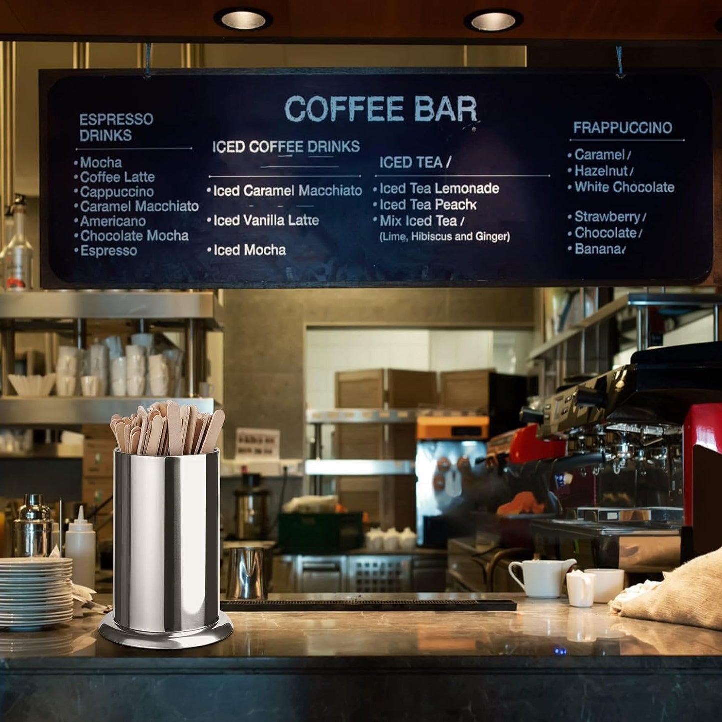 MyLifeUNIT Straw Holder for Counter, Stainless Steel Coffee Stirrers Holder 6.7" x 4.9"