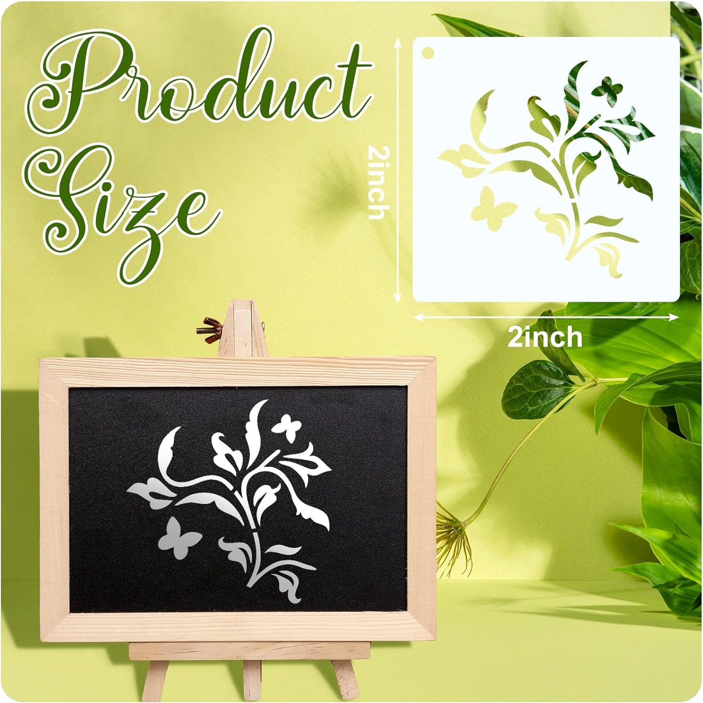 100 Pcs Stencils for Painting on Wood Reusable Stencil Crafts Drawing Templates Holiday Wall Paper for DIY Scrapbook Home 2 x 2 Inch(Flower, Plants)