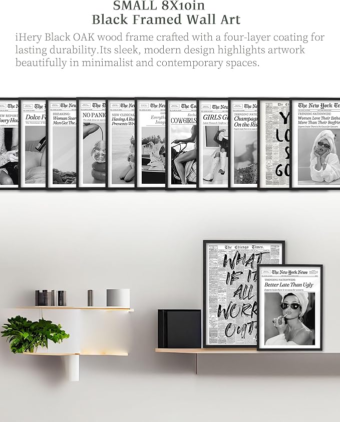 iHery Small Premium Natural Black OAK Wood 8x10in Audrey Hepburn Trendy Framed - Image 4