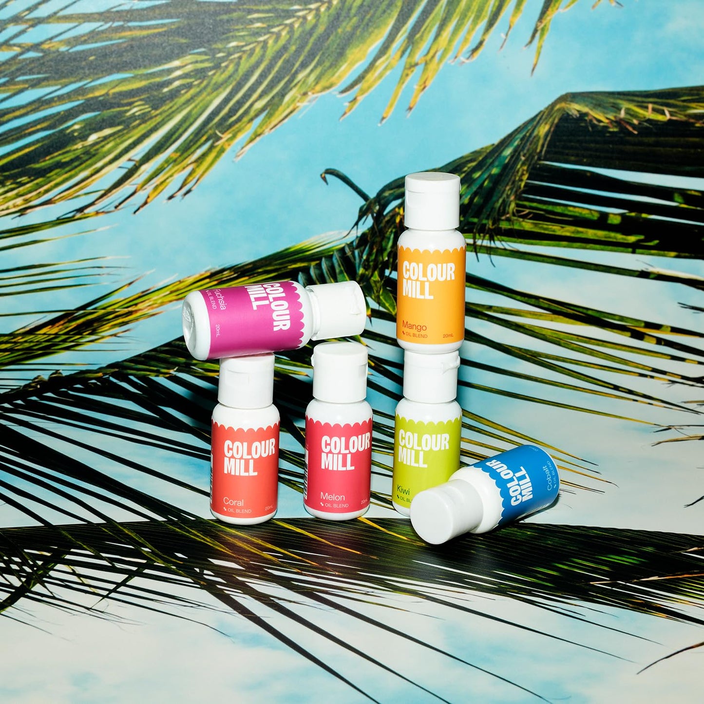 Colour Mill Oil-Based Food Coloring, Tropical Pack: 20 Milliliters Each of 6 Colors - Cobalt, Coral, Fuchsia, Kiwi, Mango and Melon