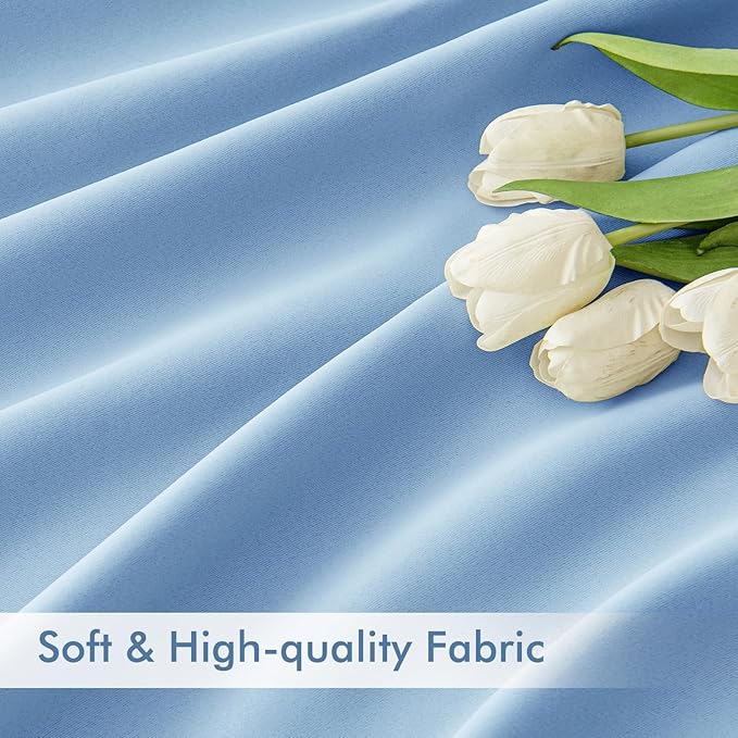 MIULEE Sky Blue Back Tab Blackout Curtains 84 Inch Length 2 Panels Set - Image 6