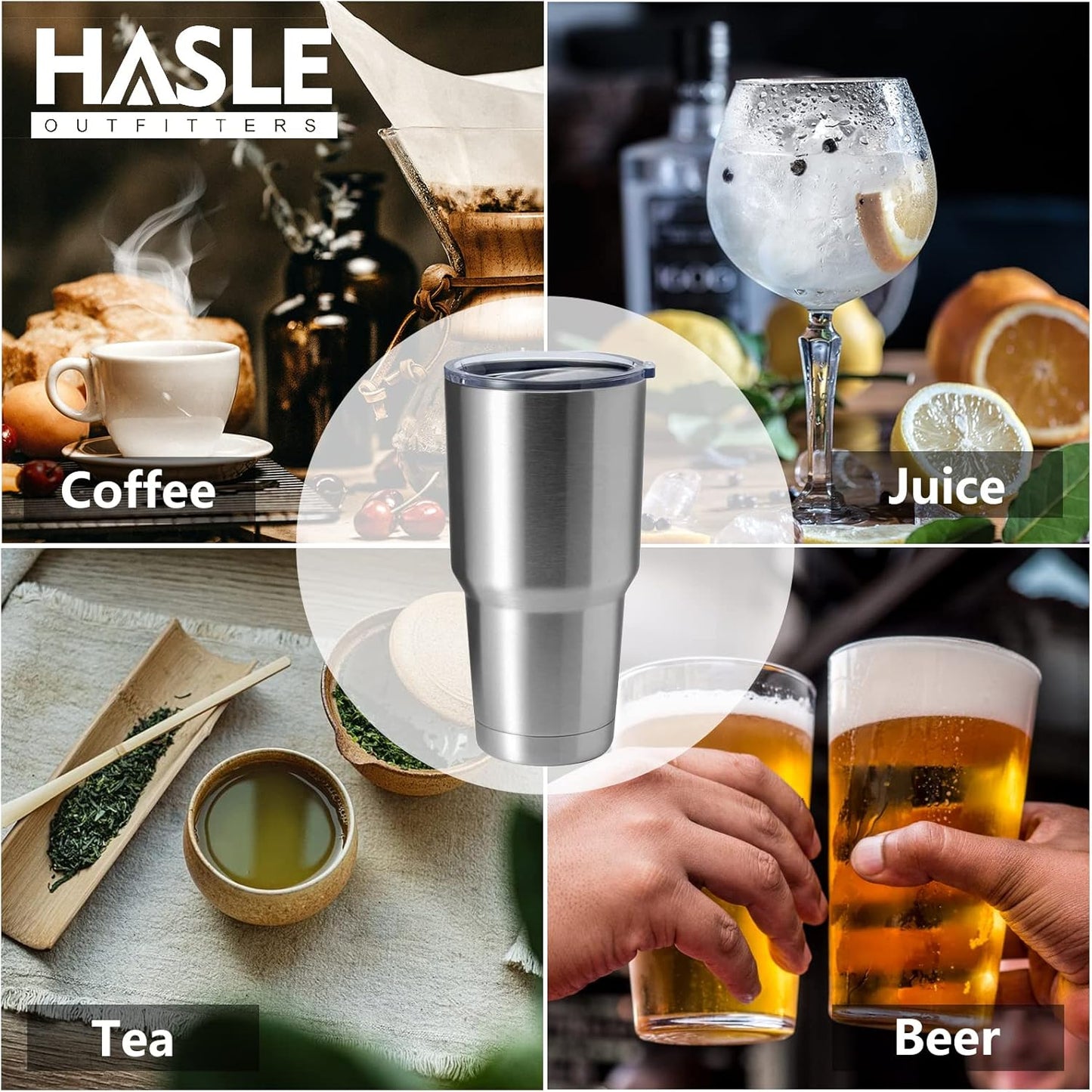 HASLE OUTFITTERS 30oz Stainless Steel Tumbler, Double Wall Vacuum Insulated Travel Mug Tumbler, Durable Insulated Coffee Mug, Gift Box Set (Silver, 1)