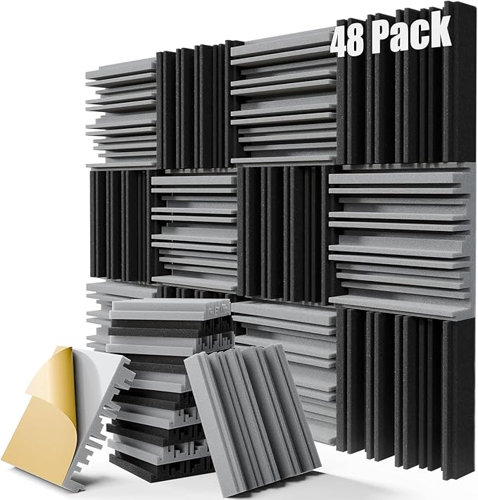 48 Pack Sound Proof Foam Panels, Decorative Soundproof Wall Panels Sound by ZELMINE