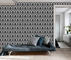 17.7" x 394" Black Peel and Stick Wallpaper Black Vintage Wall Paper - Image 5