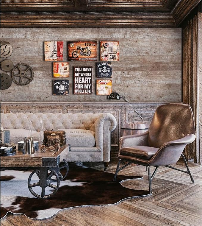 Dimoon Wallpaper 118" x17.7''Wood Wallpaper Brown Thicken Grey Dark Wood - Image 7
