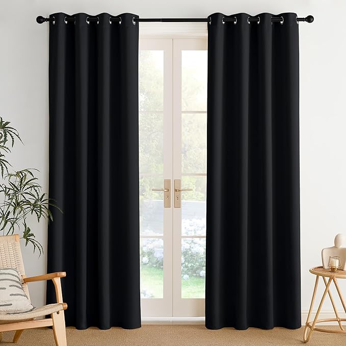 NICETOWN Room Darkening Draperies Curtains Panels, 2 Panels Black W52 x L84 by NICETOWN