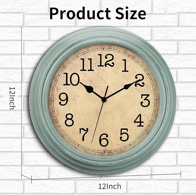 12 Inch Wall Clock, Silent Non-Ticking Decorative Battery Operated Easy to Read - Image 2