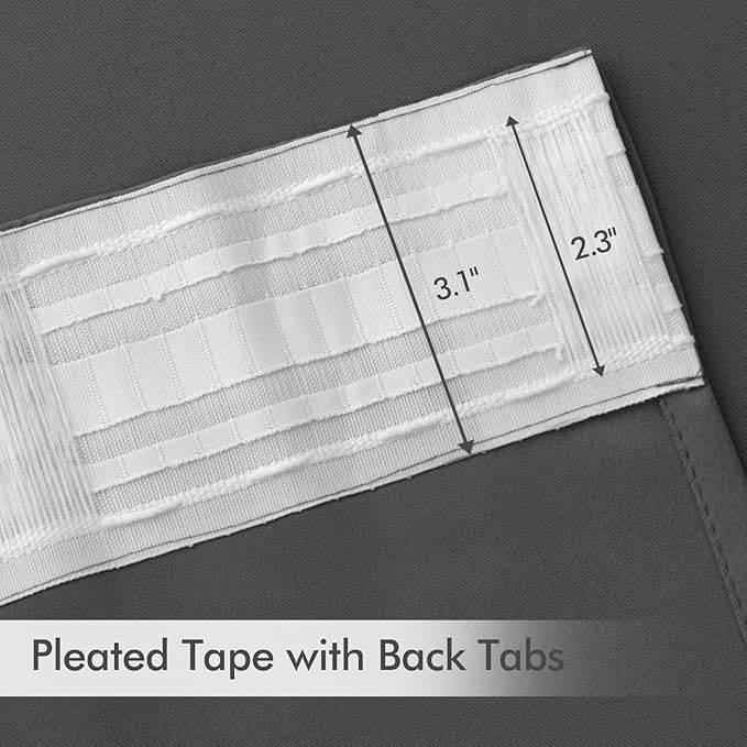 MIULEE Back Tab Grey Blackout Curtains 90 Inch Long 2 Panels Set - Image 4