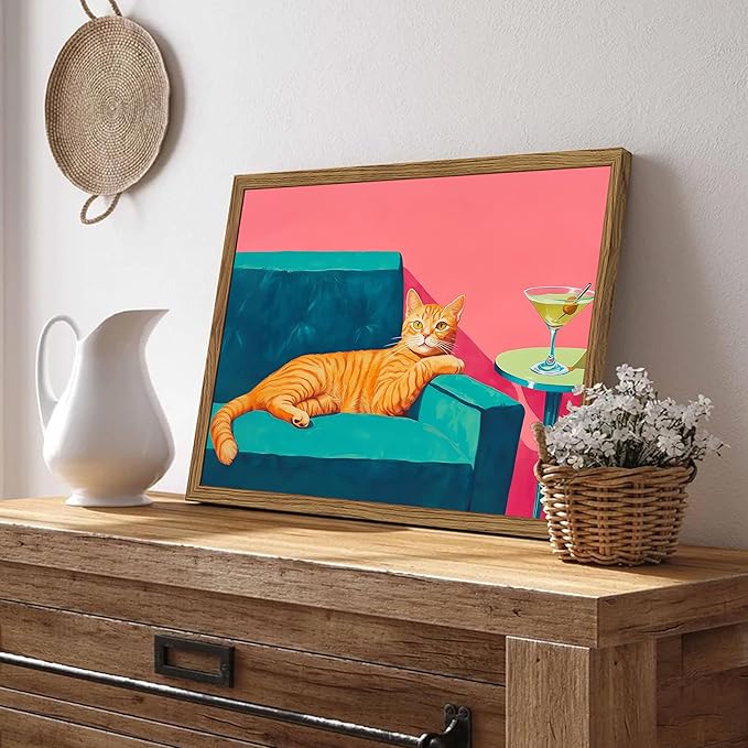 Funny Cat Wall Art Orange Cat - Image 5