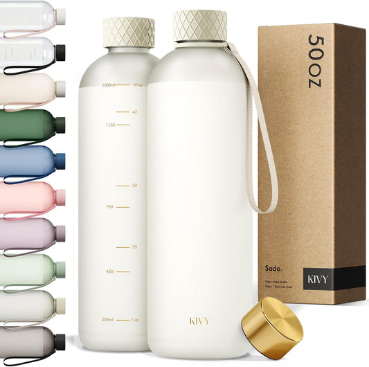 KIVY Slim Water Bottle 50oz [Lightweight & Shatterproof] - Reusable Tritan Water Bottle - Leak Proof Water Bottle for Women & Men - No Spill - Dishwasher Safe - BPA Free