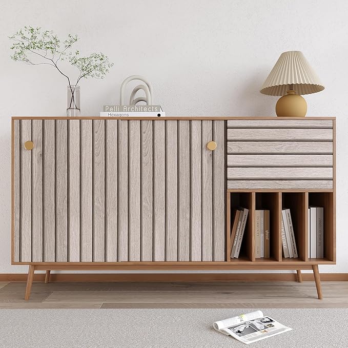 VEELIKE Grey Wooden Slats Peel and Stick Wallpaper Wood Contact Paper - Image 7