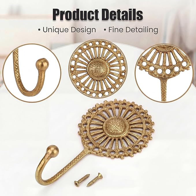 IndianShelf Solid Brass Boho Decorative Wall Hooks - Image 6