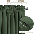 100% Blackout Shield Green Linen Blackout Curtains - Image 4