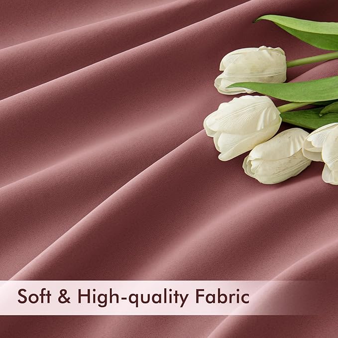 MIULEE Dusty Rose Back Tab Blackout Curtains 102 Inch Long 2 Panels Set - Image 6