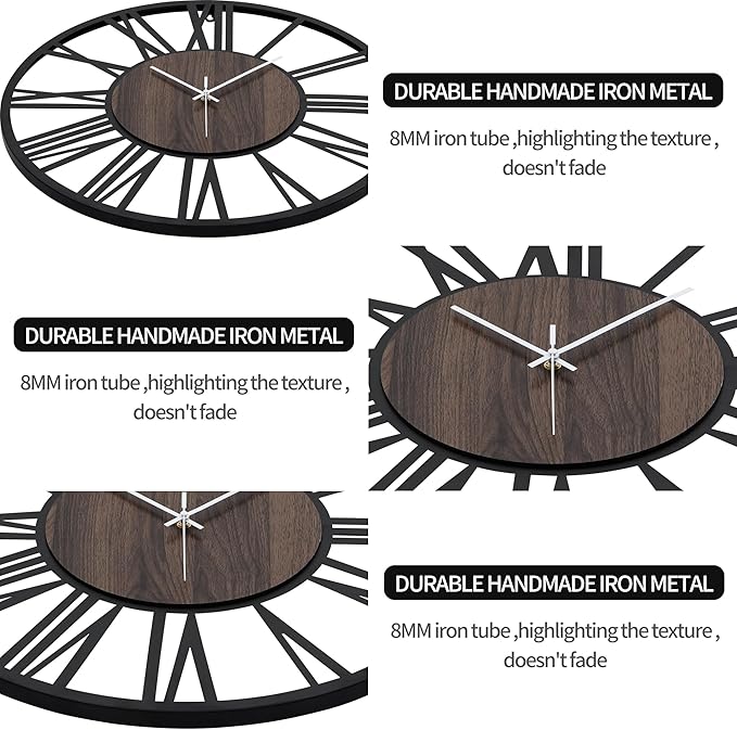 LEIKE Large Wall Clocks, Non Ticking, Battery Operated Big Retro Round Modern - Image 4