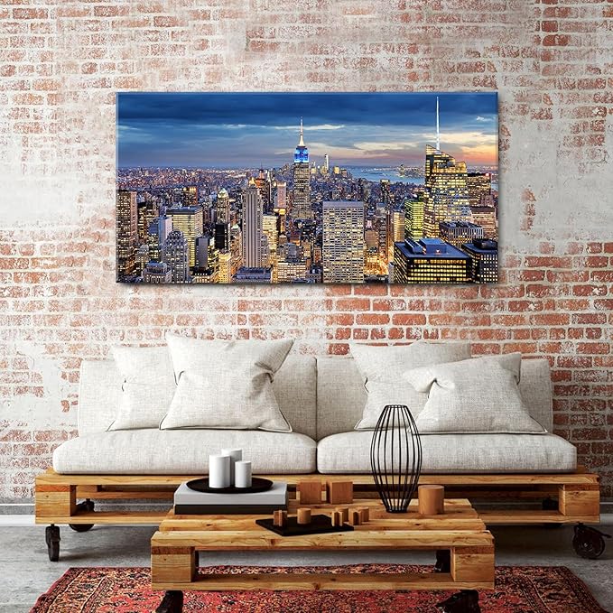 Extra Large New York City Wall Art NYC Skyline Office Wall Decor Sunset - Image 3